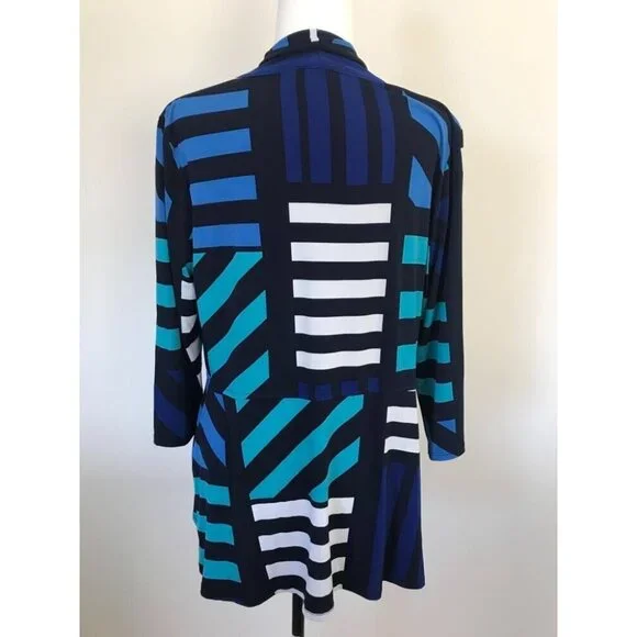 FRANK LYMAN Open Cardigan Cover Up 3/4 Sleeve Stretchy Jersey Knit Size 12? - Picture 5 of 6